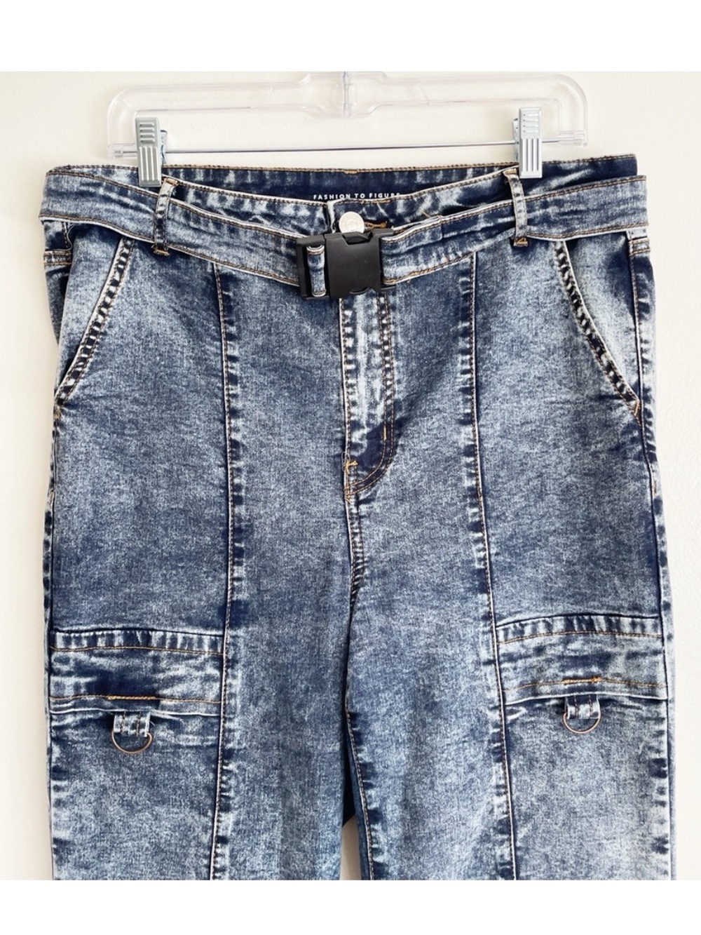 Fashion To Figure Plus Size Jeans Cargo Utility Carpenter High Rise Skinny Sz 16 — image 7 of 8
